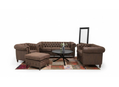 Chesterfield Couch Seat Cushion 321 Stool Seating Suite Sofa Sofas Footstool