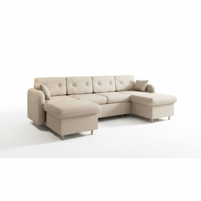 Sectional sofa, couch upholstery, living landscape, U shape, bed function, textile fabric