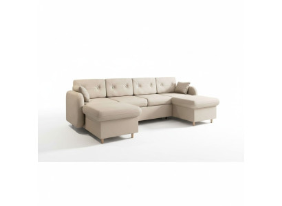 Sectional sofa, couch upholstery, living landscape, U shape, bed function, textile fabric
