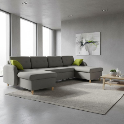 Design corner sofa U-shape bed function couch leather textile sofas sofa bed