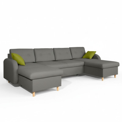 Design corner sofa U-shape bed function couch leather textile sofas sofa bed