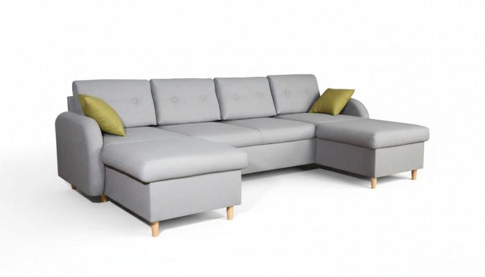Living area corner sofa fabric U-shape bed function couch design decoration upholstery