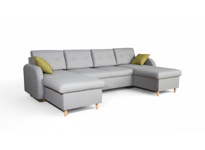 Living area corner sofa fabric U-shape bed function couch design decoration upholstery