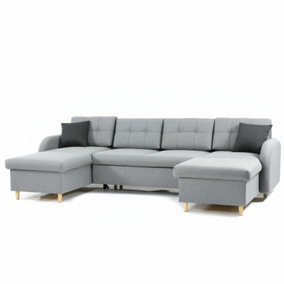 Living room sectional sofa fabric U-shape sleeper function couch decor design upholstery