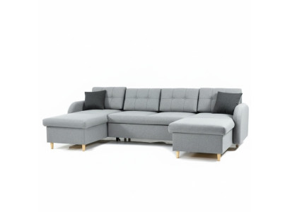 Living room sectional sofa fabric U-shape sleeper function couch decor design upholstery