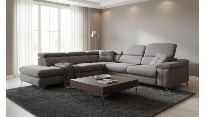 Design corner sofa L-shape bed function couch leather textile sofa multifunction