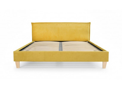 Double bed, bed, beds, upholstery, bedroom, box spring, marriage, yellow, textile, fabric