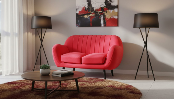 Sofa 2-seater design sofas modern upholstery fabric seat two-seater leather new