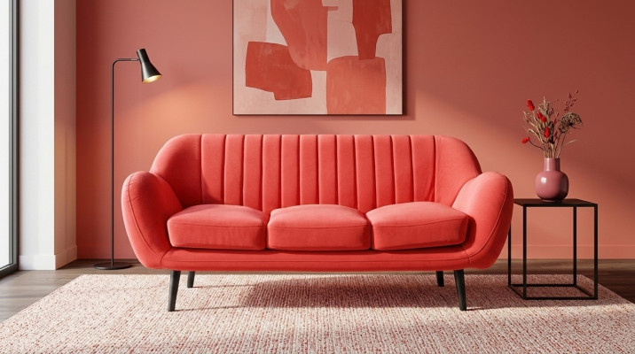 Three-seater couch upholstery design sofa 3-seater sofas room red luxury couches