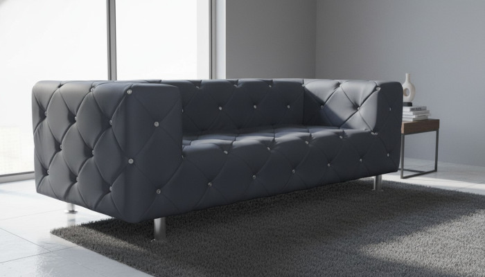 Three-seater couch upholstery design sofa 3-seater seat sofas room Chesterfield gray new