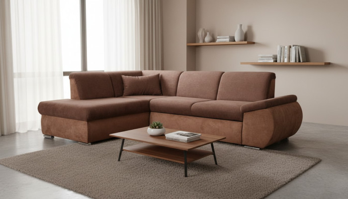 Upholstered corner sofa in L-shape fabric sofa couch design textile