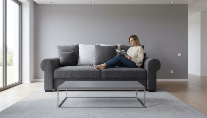 Big XXL sleeper sofa lounge living room couch 256cm bed function sofa
