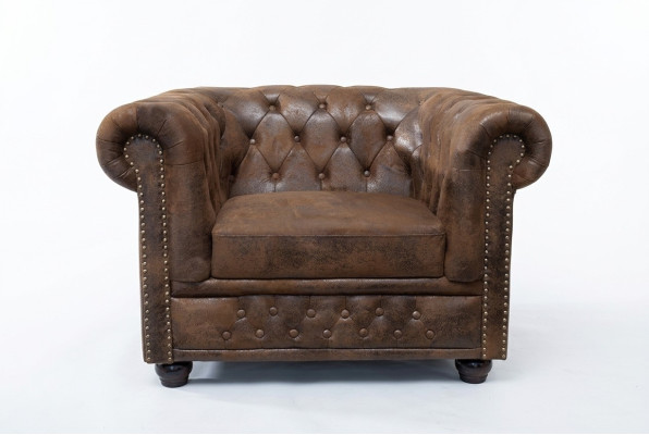 Chesterfield armchair TV couch 1 seater sofa textile fabric couches upholstery