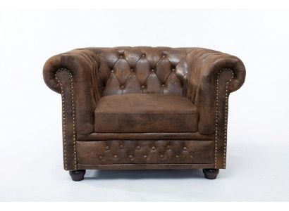 Chesterfield armchair TV couch 1 seater sofa textile fabric couches upholstery