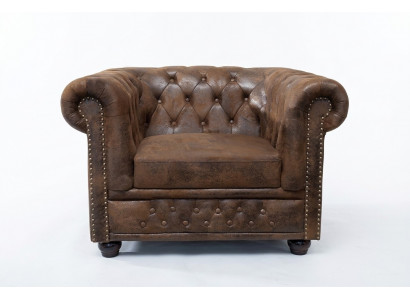 Chesterfield armchair TV couch 1 seater sofa textile fabric couches upholstery