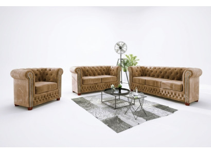Chesterfield Textile Design Luxury Sofa Set Couch Sofa Upholstery 3+1 Seater New