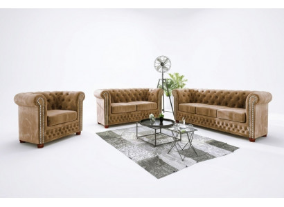 Chesterfield Textile Design Luxury Sofa Set Couch Sofa Upholstery 3+1 Seater New