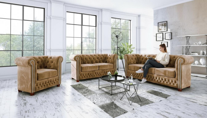 Chestgerfield sofa set couch upholstery seating set 3-2-1 seaters upholstery couches