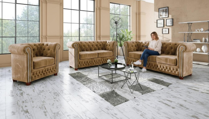 Chesterfield Sofa Set 3+2 Seater Sofa Seat Couch Upholstery Suite Couches