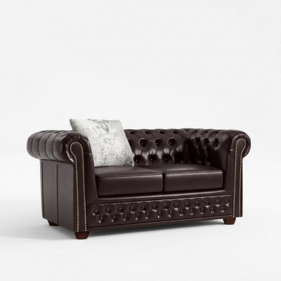 Design Sofa 2-Seater Couch Chesterfield Upholstery Seat Set Leather Textile New