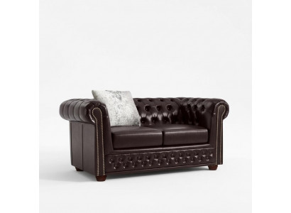 Design Sofa 2-Seater Couch Chesterfield Upholstery Seat Set Leather Textile New