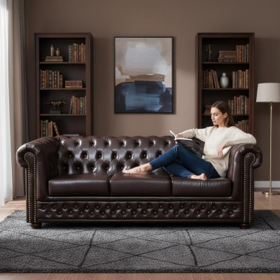 Three-seater couch upholstery design sofa 3-seater seat sofas room brown luxury
