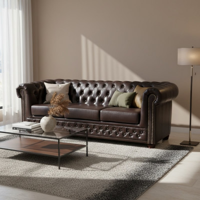 Three-seater couch upholstery design sofa 3-seater seat sofas room brown luxury