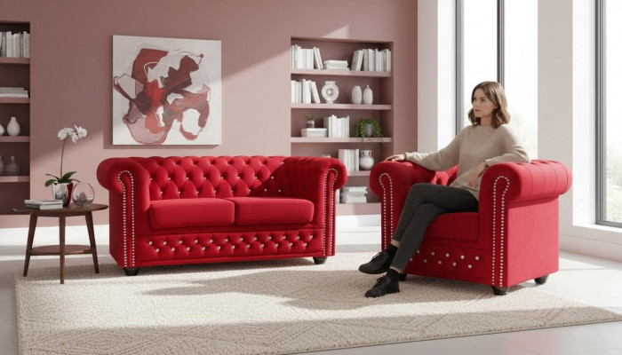 Sofa set 2+1 seater sofas couch upholstery blue classic couch set