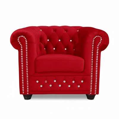 Chair Design Upholstery Modern Textile Fabric Red TV 1 Seater Chesterfield New