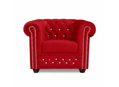 Chair Design Upholstery Modern Textile Fabric Red TV 1 Seater Chesterfield New