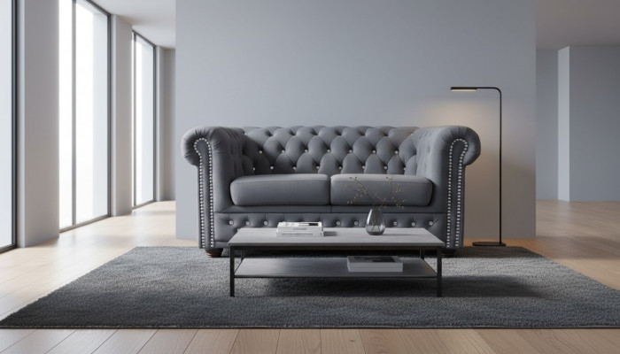 Chesterfield textile couch upholstery 2-seater sofas couches black two-seater new