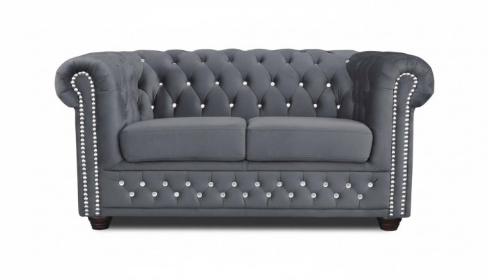 Chesterfield textile couch upholstery 2-seater sofas couches black two-seater new