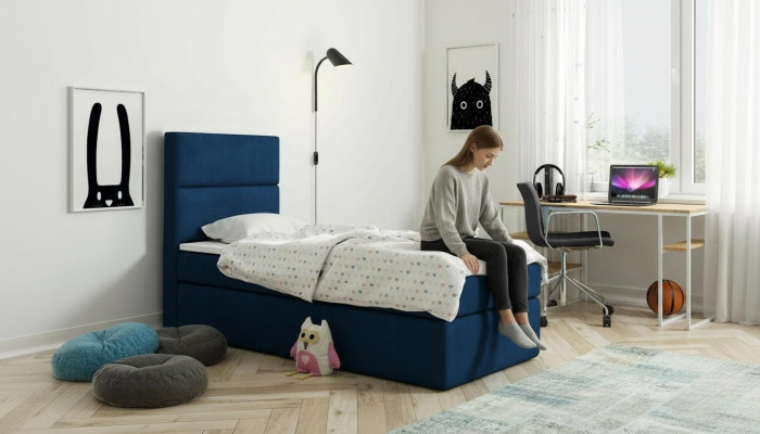 Bed Box Spring Blue Design Bed Big Upholstery Hotel Double Luxury Beds 80x200cm New