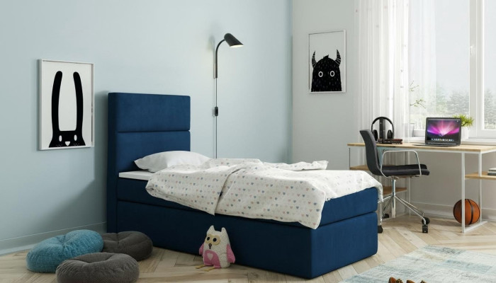 Bed Box Spring Blue Design Bed Big Upholstery Hotel Double Luxury Beds 80x200cm New