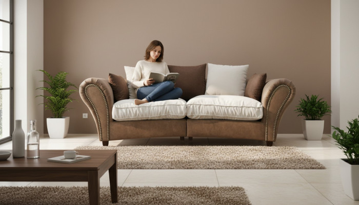 Sofa 4-seater fabric sofas luxury couch big padding lounge 265cm