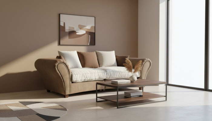 Sofa 4-seater fabric sofas luxury couch big padding lounge 265cm