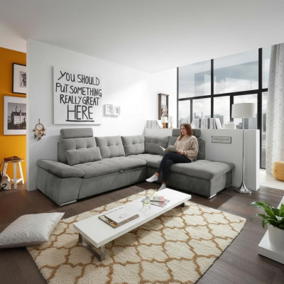 Design corner sofa L-shape sofa couch with bed function upholstered sleeper sofa textile
