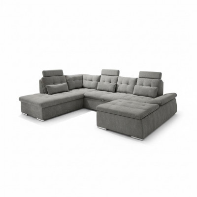 Corner sofa U-shape living area suite with bed function upholstery design