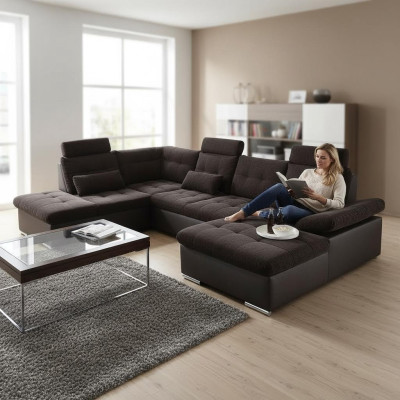 Living landscape multifunction couch corner sofa U-shape bed function sleep