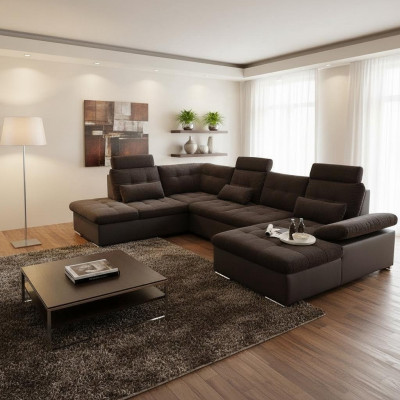 Living landscape multifunction couch corner sofa U-shape bed function sleep