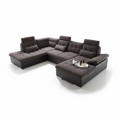 Sectional U-shaped sofa living landscape set with bed function design upholstery