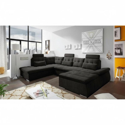 U-shaped sectional sofa design modern upholstery textile bed box with sleeping function