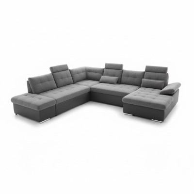Design corner sofa, fabric L-shape, bed function, couch upholstery, corner modern.