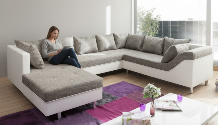Design u-shaped sectional modern sofas couch living area sleep bed