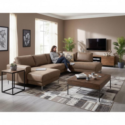 Corner sectional U-shape living area sofa couch upholstery set vintage
