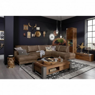 Corner sectional U-shape living area sofa couch upholstery set vintage