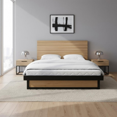Loft bed wooden bed slatted frame double bed oak bed marital bed solid wood furniture