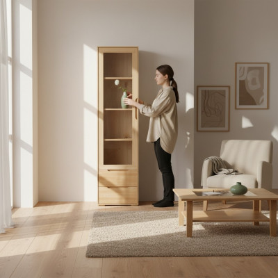 Massive display cabinet genuine handcrafted solid wood cabinet wood cabinets glass display cabinets