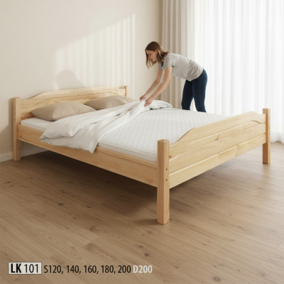 Solid wood bed, real wood double bed, bedroom, hotel, 180x200 style, solid furniture