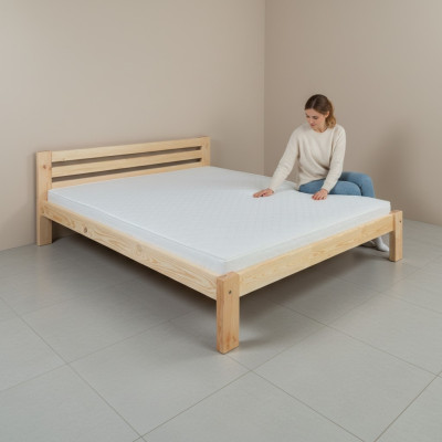 Wooden bed slatted frame double bed solid wood furniture wooden furniture handmade 200*200 cm